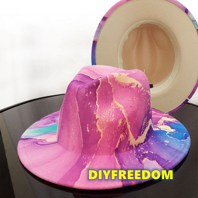 Natural Landscape Tie-dye Fedora Hat